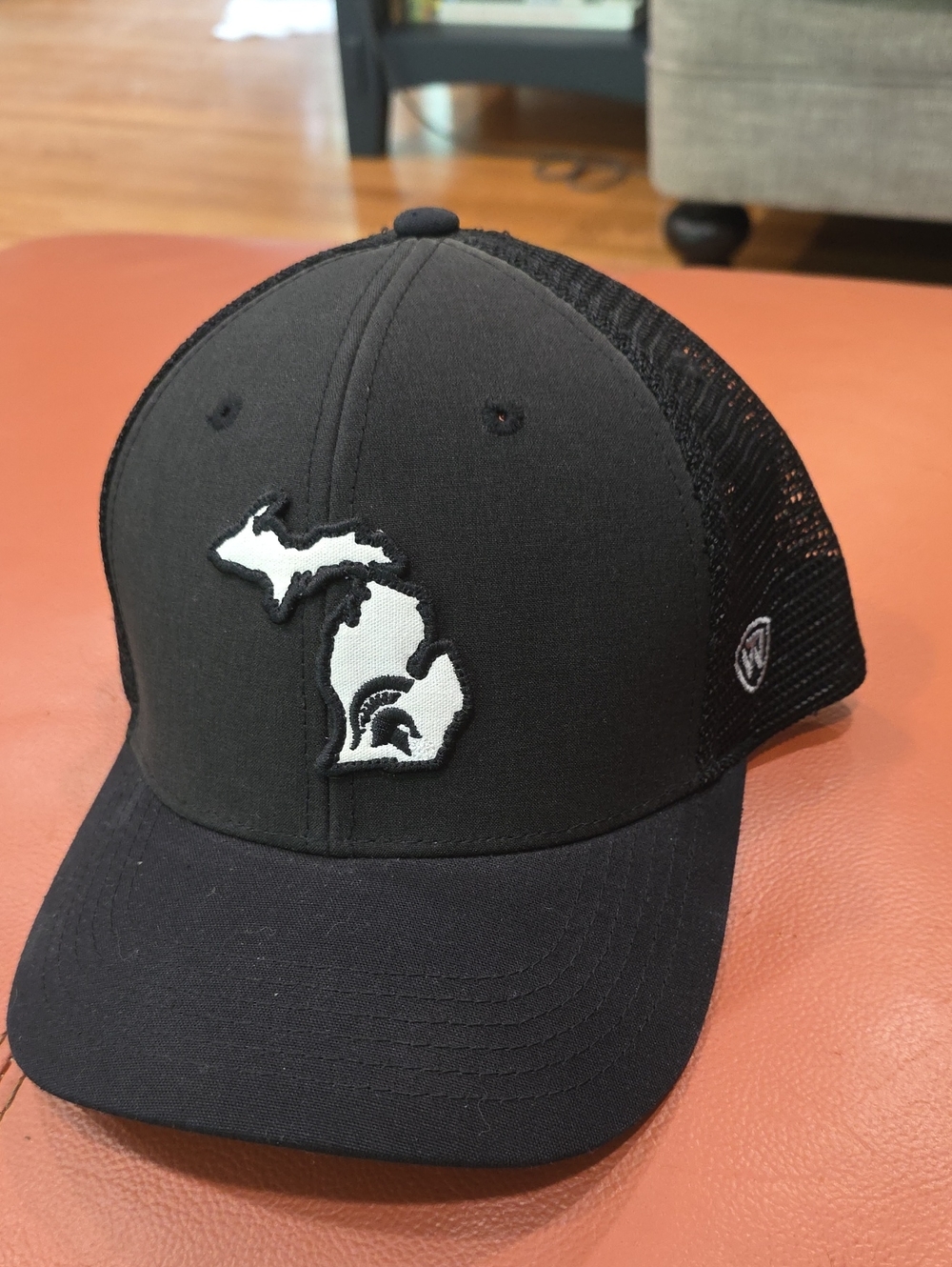 Top of the World Black Trucker Hat with White Michigan Patch